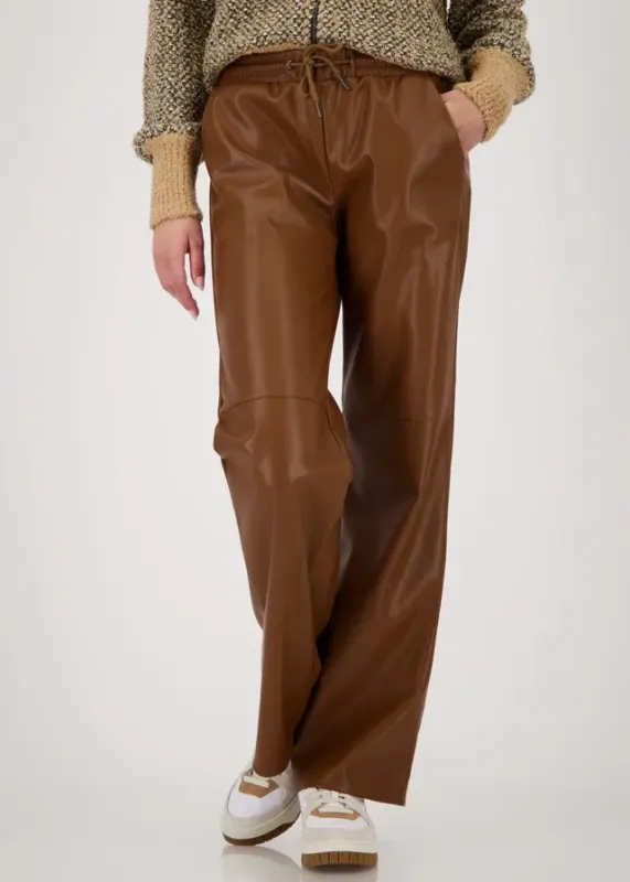 Monari Straight Leg Brown Faux Leather Pants 809270