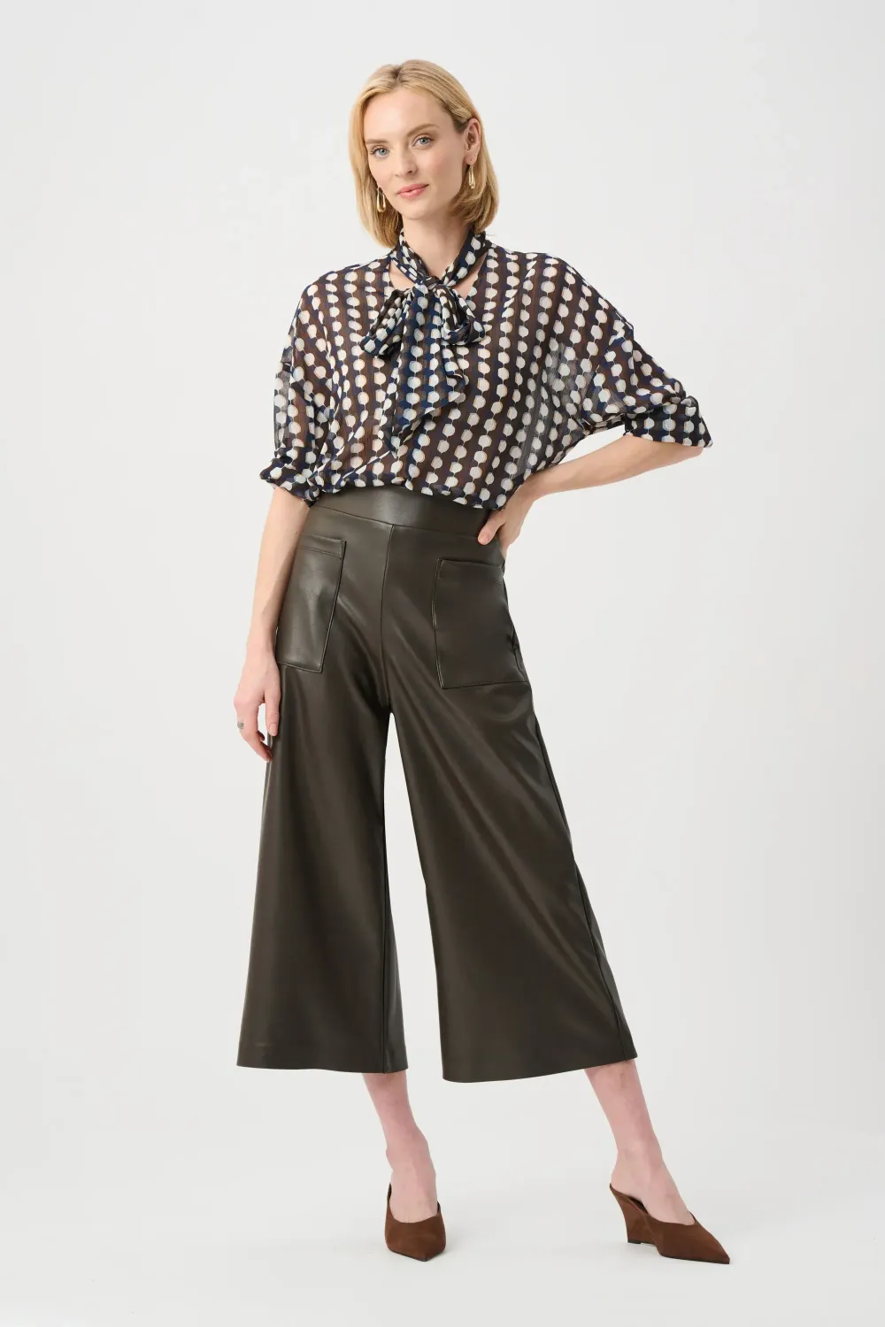 Joseph Ribkoff Leatherette Pull-On Culotte Pants 263096