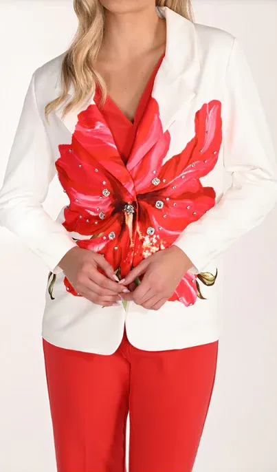 Frank Lyman Woven Blazer Off-White/Red Lust 266578