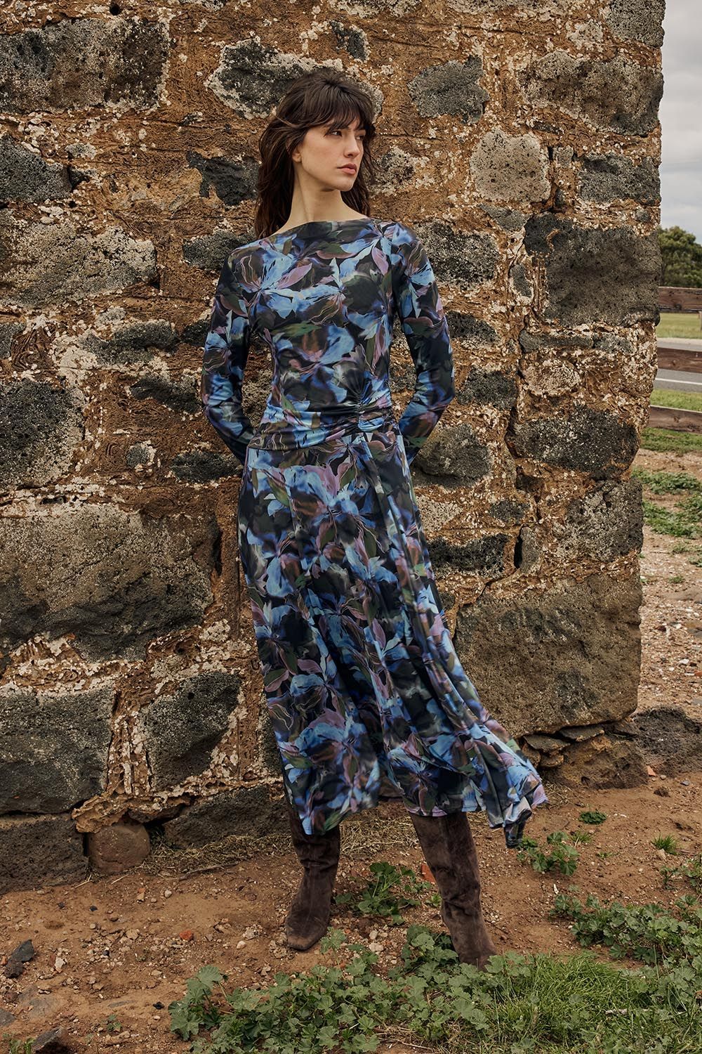 Fate+Becker Alix Mesh Dress Blurred Floral 2729