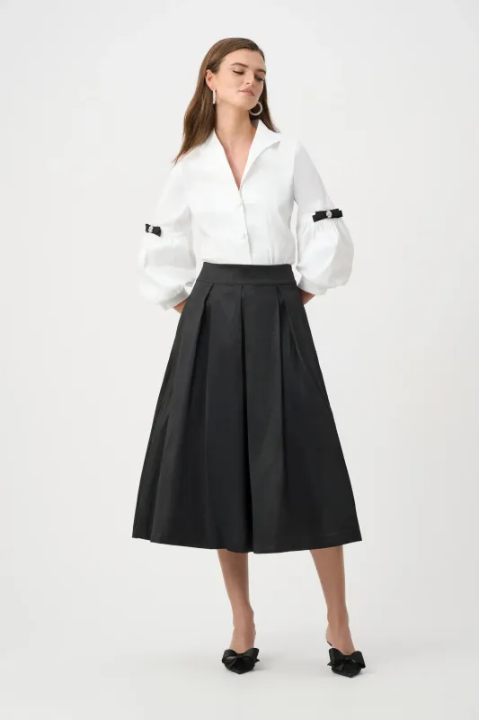 Joseph Ribkoff Stretch Taffeta Flared Skirt with Box Pleats