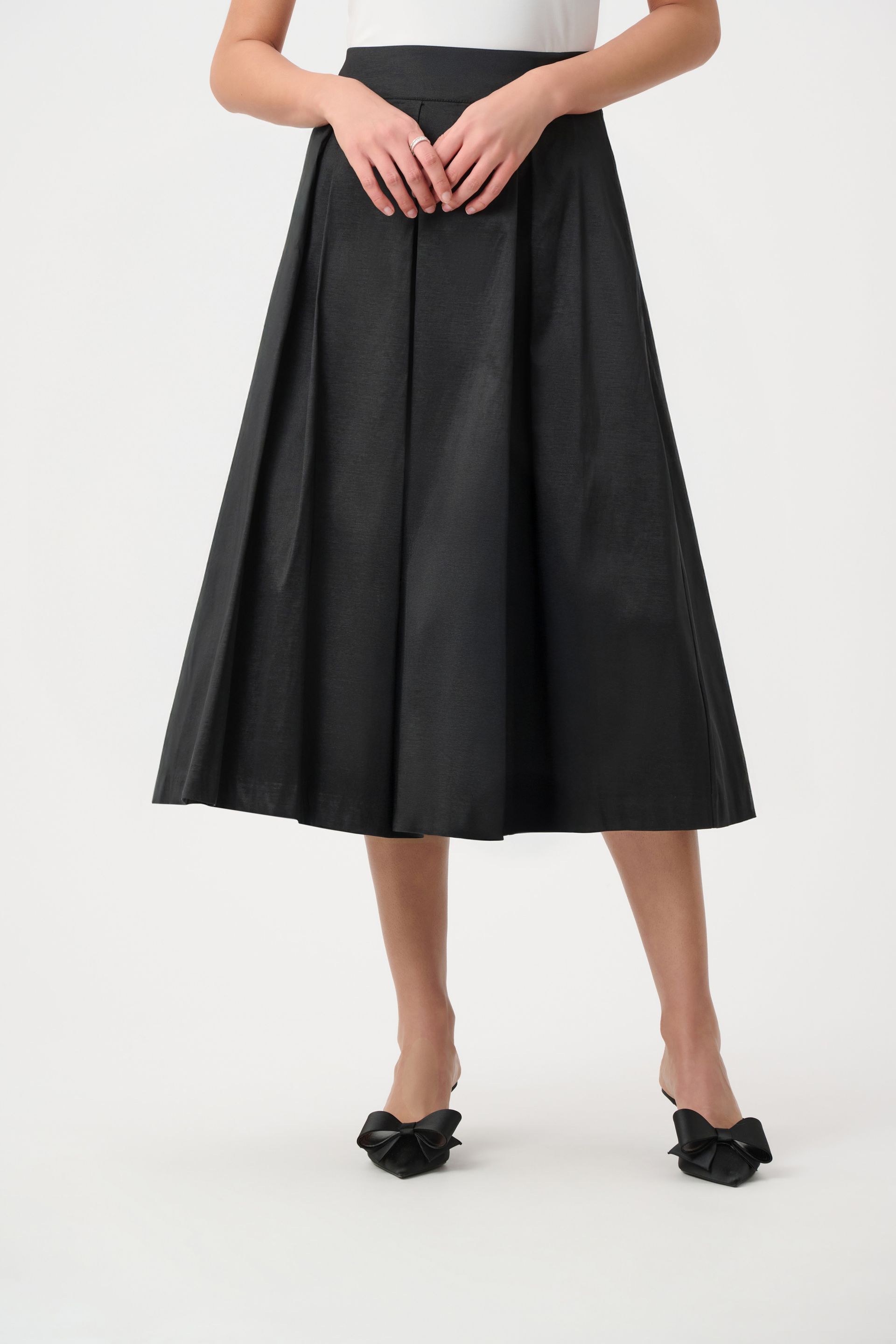 Joseph Ribkoff Stretch Taffeta Flared Skirt with Box Pleats