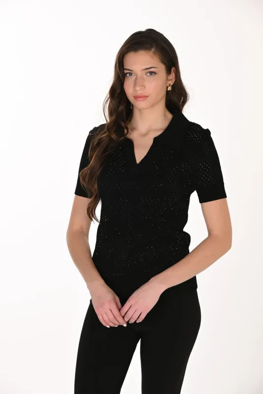 Frank Lyman Knit Top with Rhinestones 263732