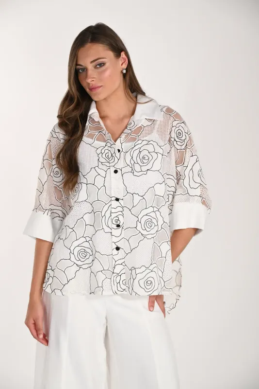 Frank Lyman Blouse Off White/Black 261194