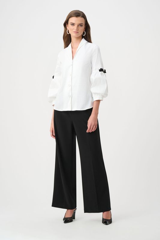 Joseph Ribkoff Stretch Taffeta Fitted Blouse with Rhinestone Buttons 263744