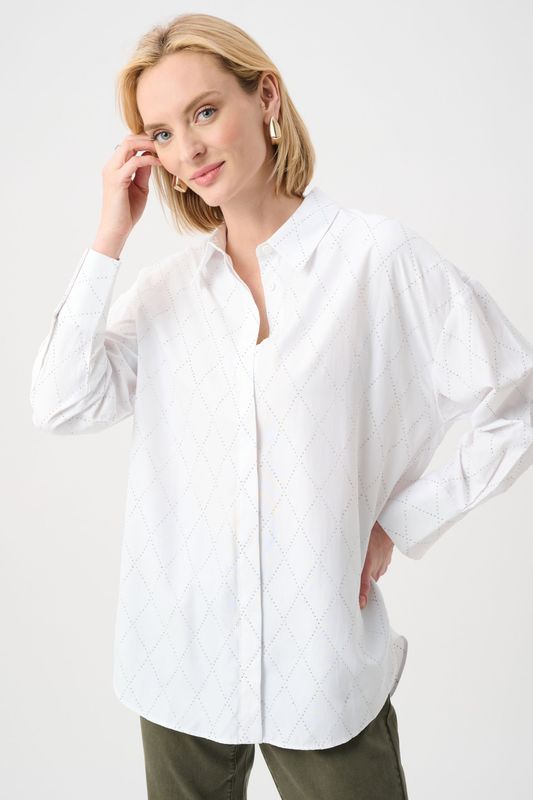 Joseph Ribkoff Tencel Boxy Blouse with All Over Rhinestone Detail 263922