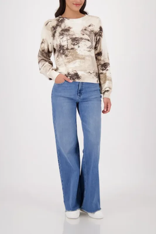 Monari Savanna Cape Town Print Sweater Sand 410382