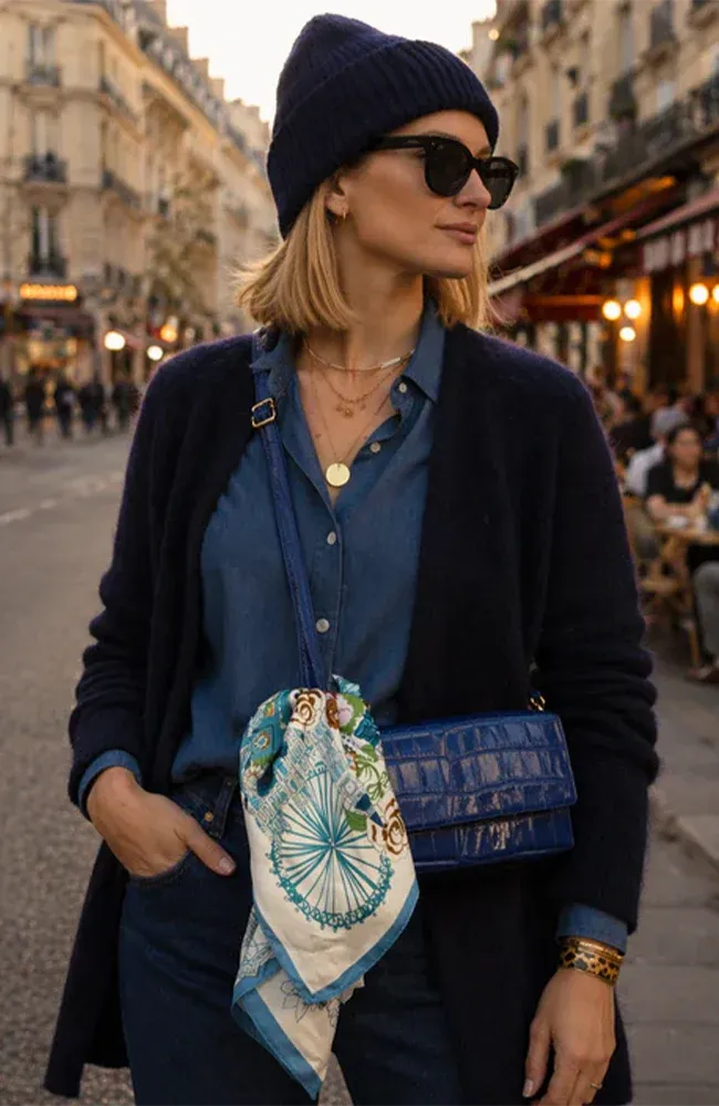 Maison Fanli Leather Clutch Navy