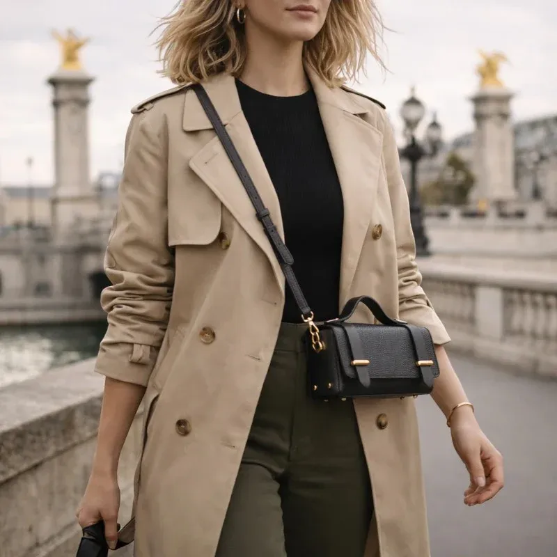 Maison Fanli Margot Leather Clutch Black