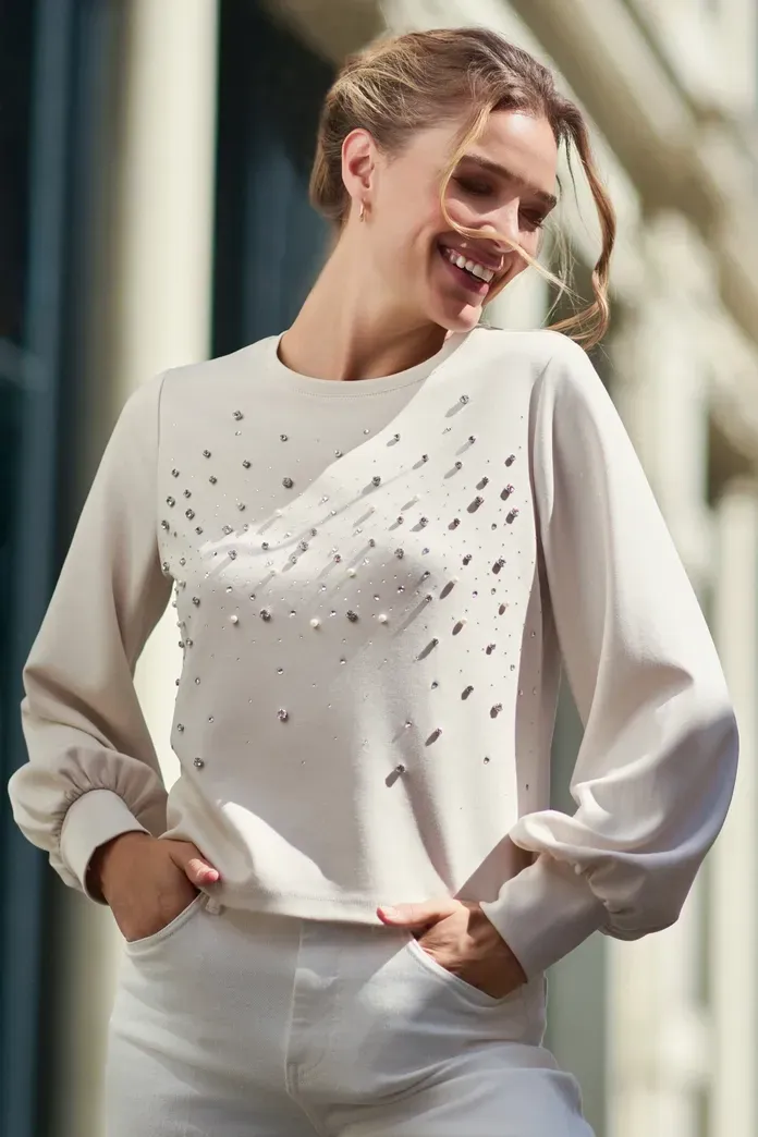 Monari Sweat Shirt with Gemstones 410114MNR