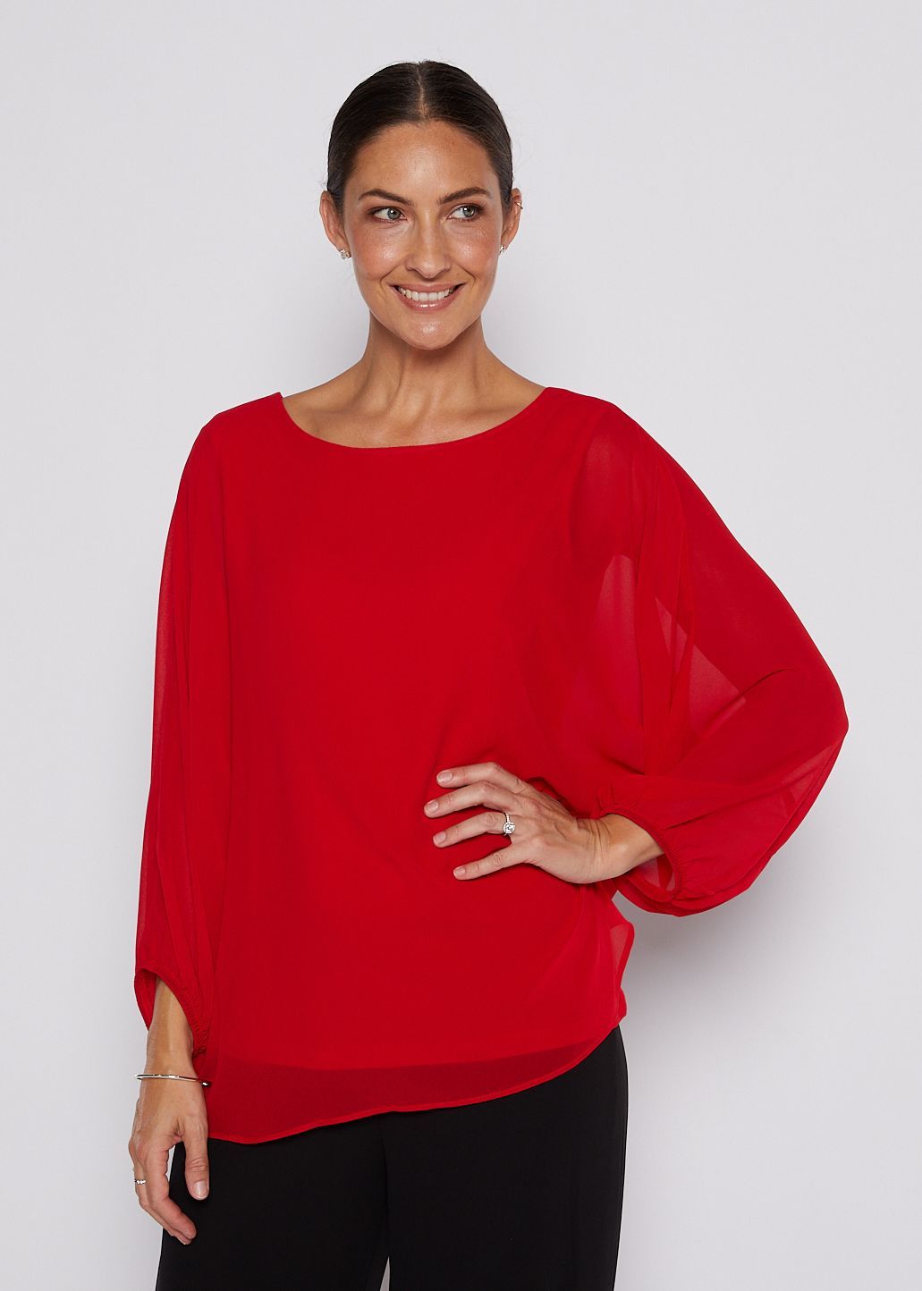 Philosophy Bingley Chiffon and Jersey Lined Reversible Blouse