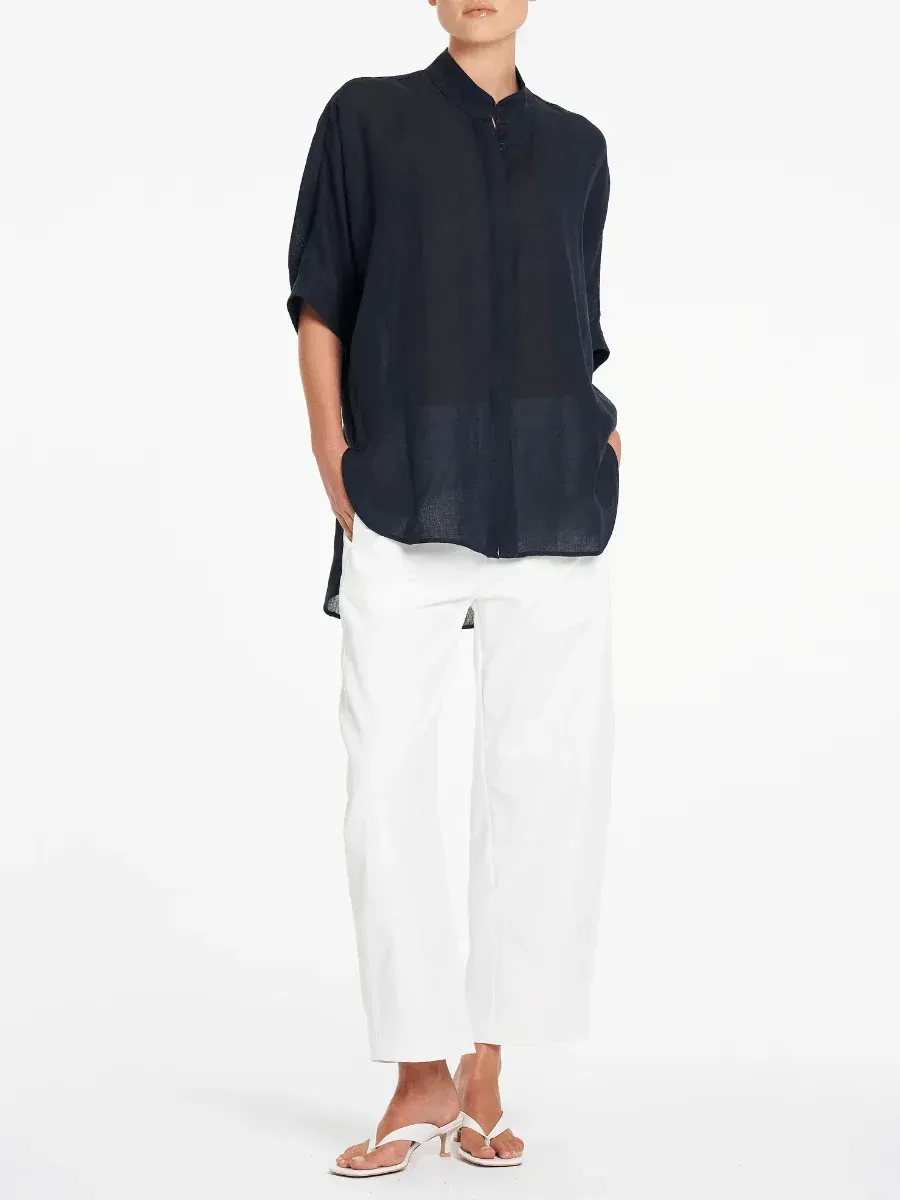 Mela Purdie Barrel Leg Ivory Pant F416 10002
