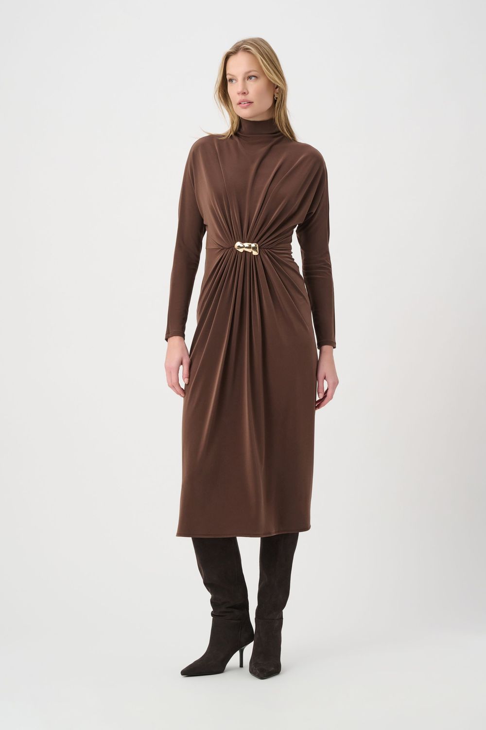 Joseph Ribkoff Draped Waist Turtleneck Dress 264065