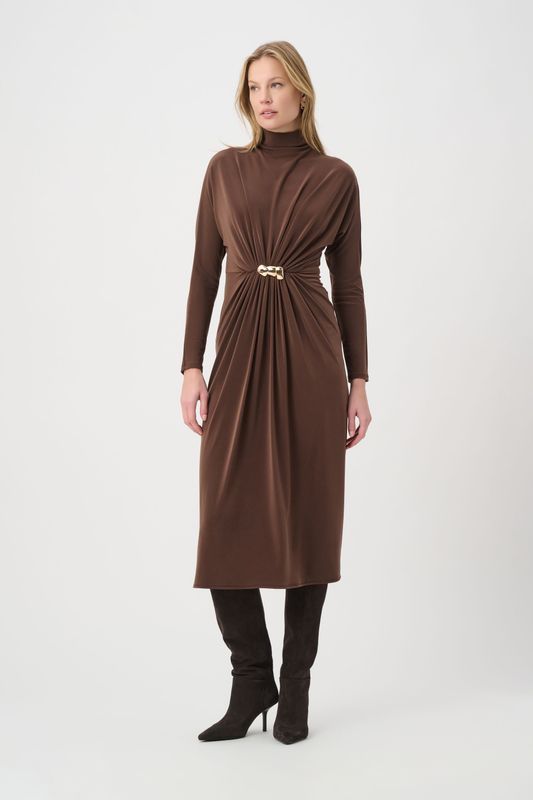 Joseph Ribkoff Draped Waist Turtleneck Dress 264065