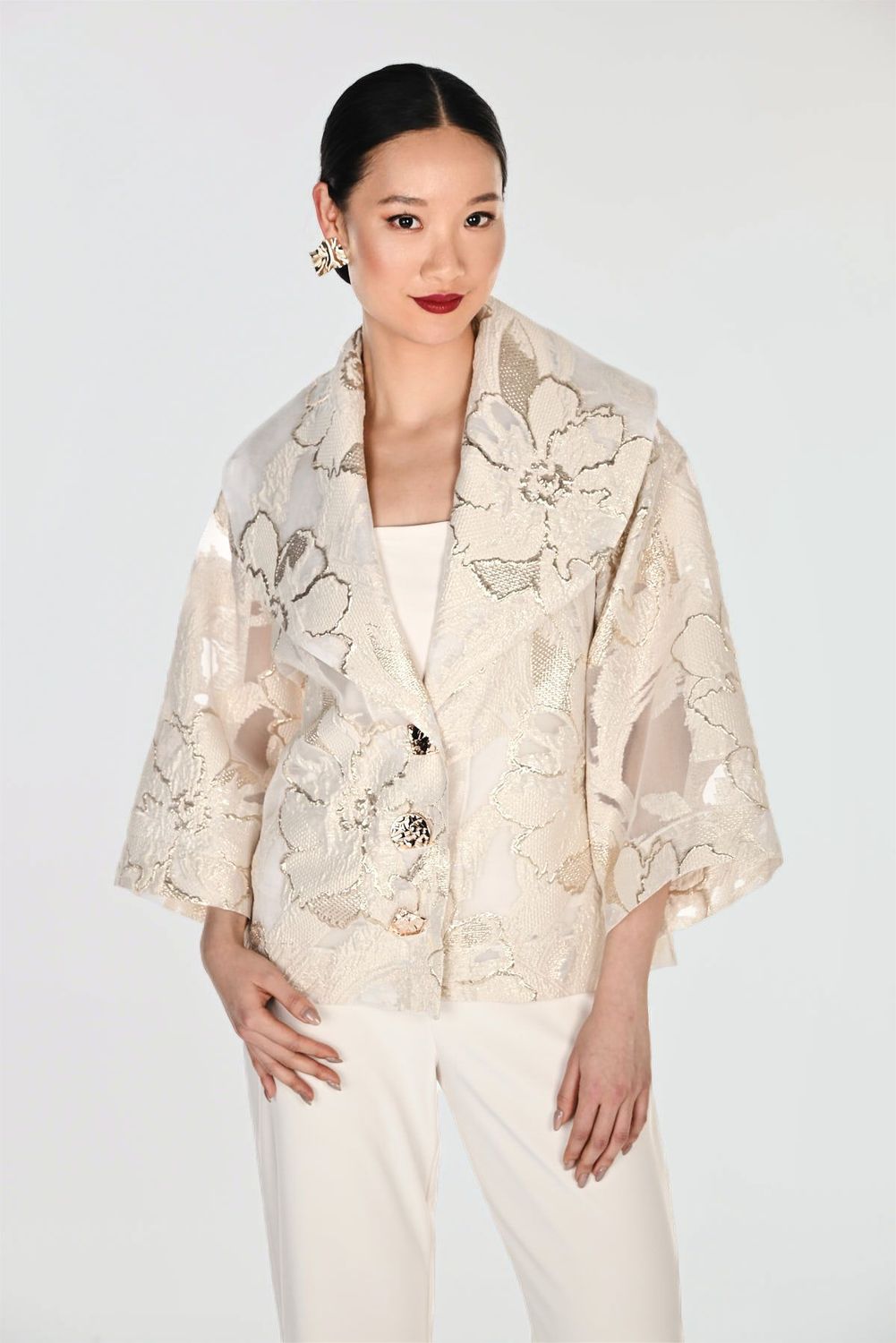 Frank Lyman Floral Shawl Collar Jacket 269124