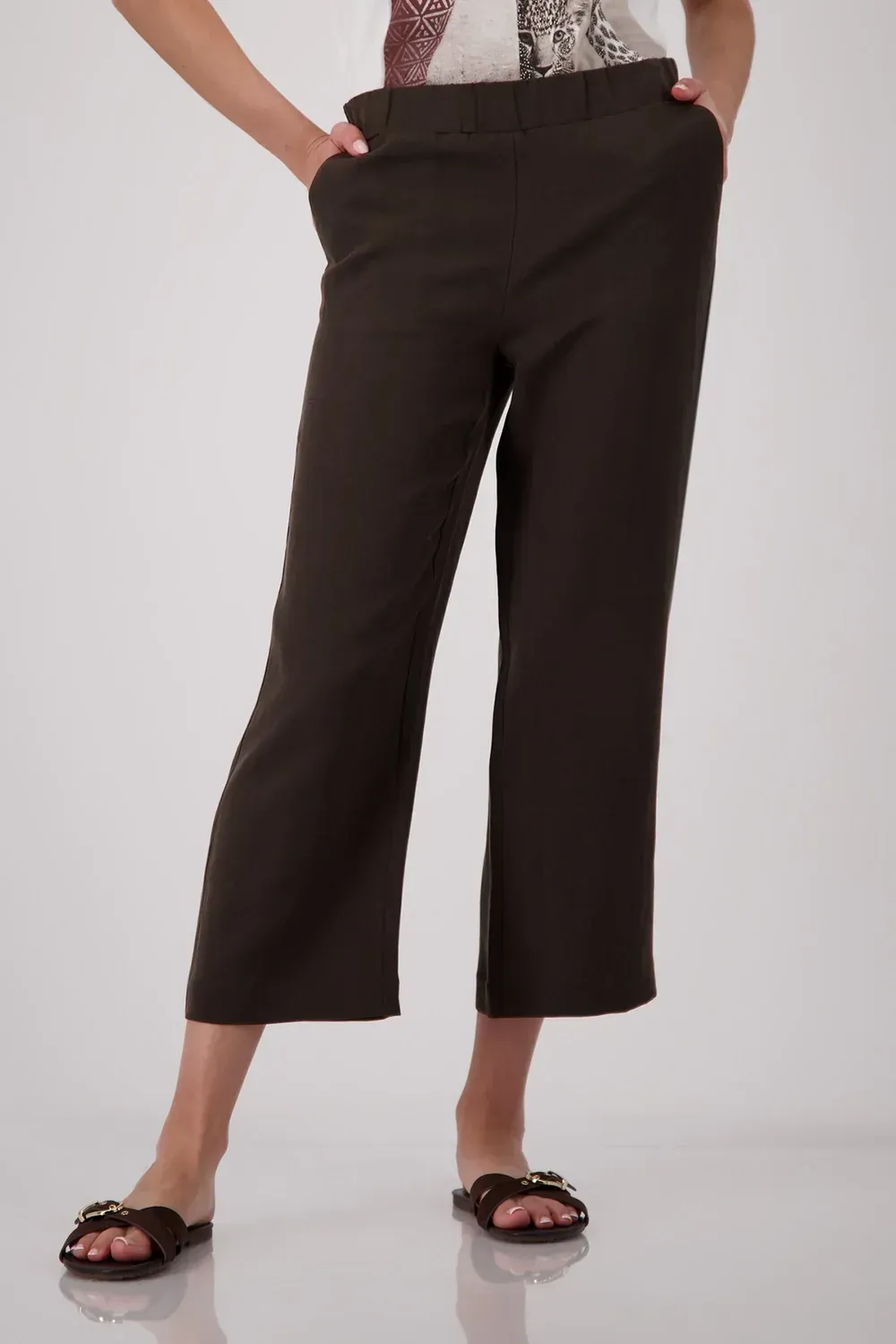 Monari Sarah Cropped Wide Leg Pants Coffee 410673MNR