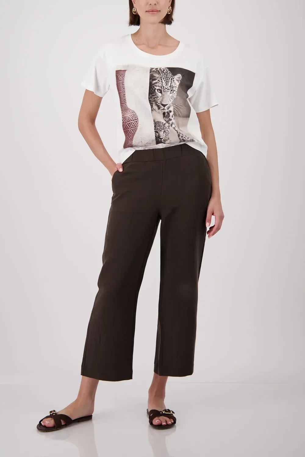 Monari Sarah Cropped Wide Leg Pants Coffee 410673MNR