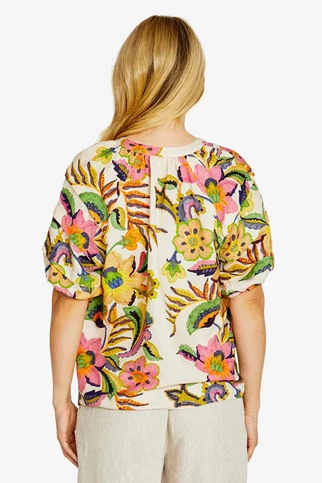 Ping Pong Audrey Gathered Open Neck Blouse