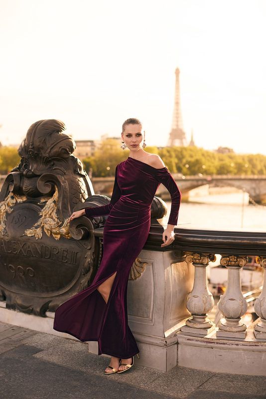 Frank Lyman Velvet Sheath Evening Dress 269163