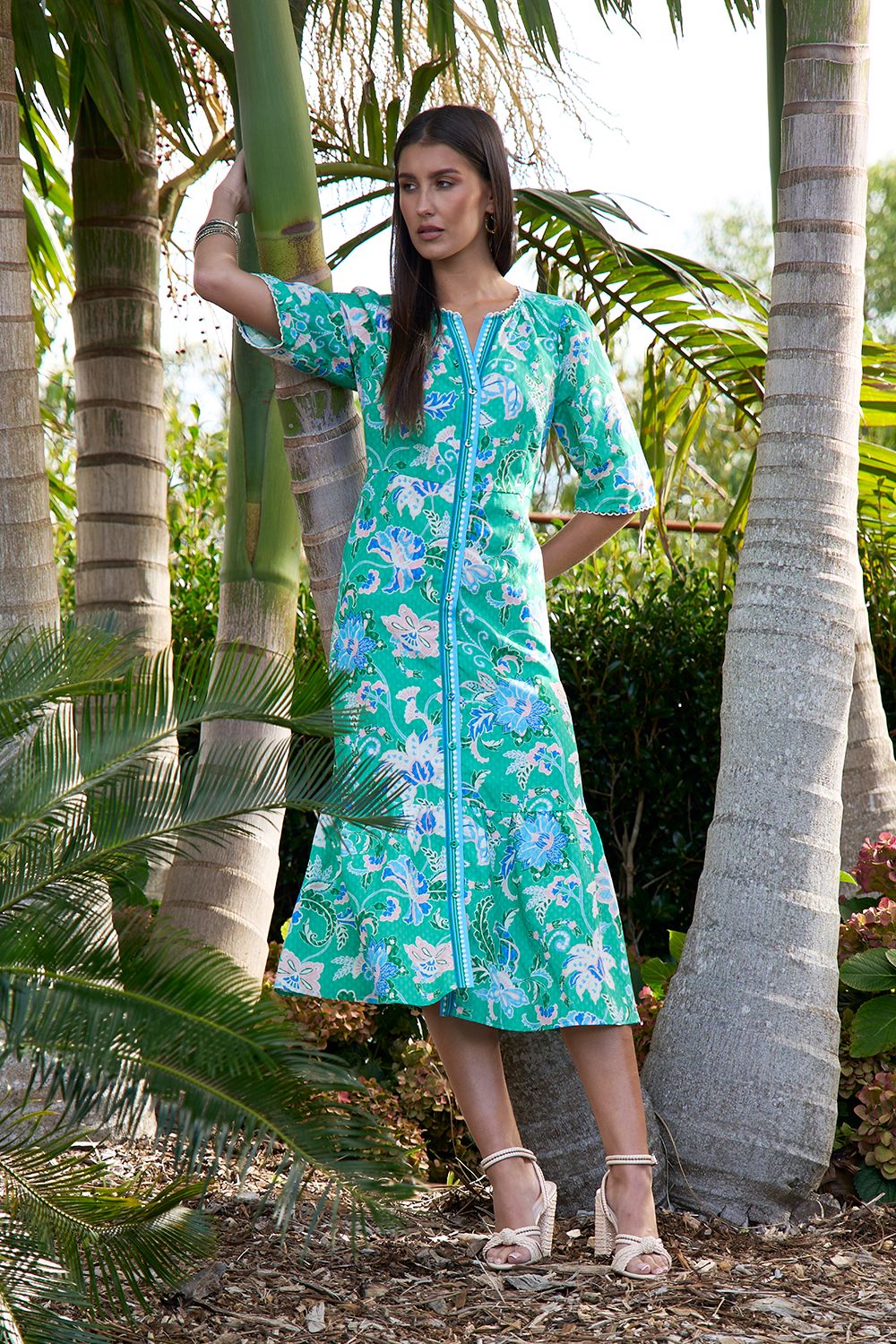 Loobie's Story Samira Midi Dress Emerald Multi LS3412