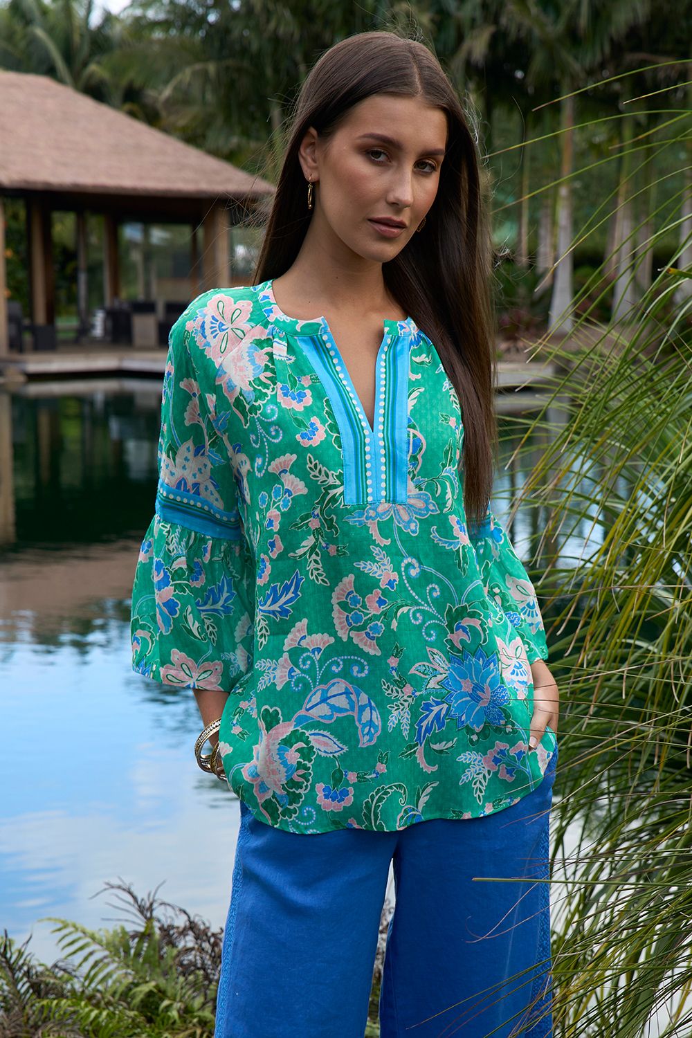 Loobie's Story Samira Blouse LS 3410 Emerald Multi