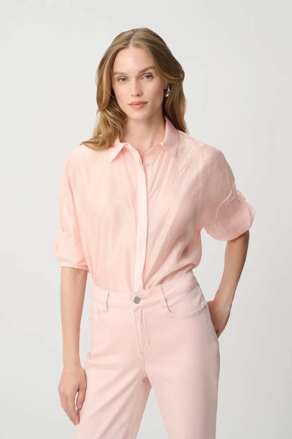 Joseph Ribkoff Rhinestone Embellished Sheer Blouse 271967