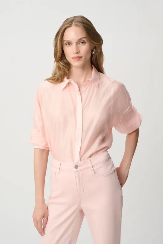 Joseph Ribkoff Rhinestone Embellished Sheer Blouse 271967
