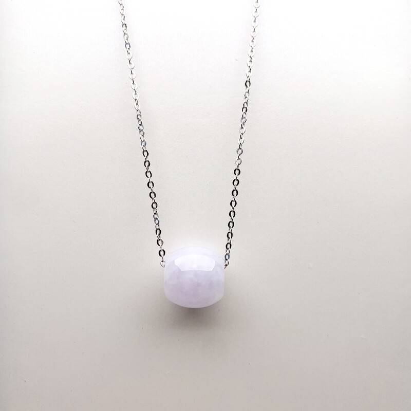 LAVENDER TRANSLUCENT JADEITE BEAD NECKLACE
冰紫路路通翡翠純銀頸鍊