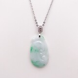 WHITE TRANSLUCENT JADEITE RUYI NECKLACE
白地青翡翠如意純銀頸鍊