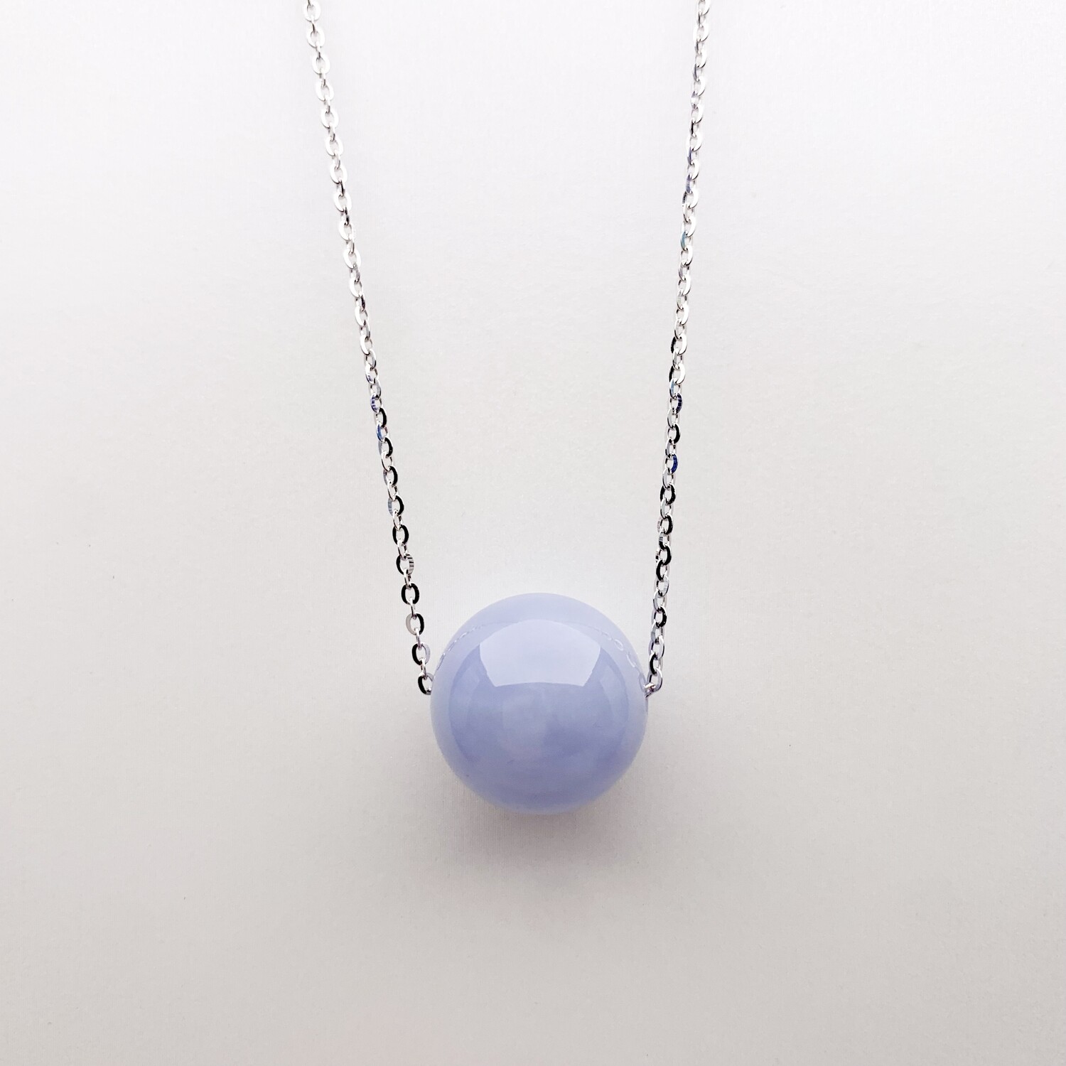 LAVENDER JADEITE BEAD NECKLACE
冰紫翡翠單珠純銀頸鏈