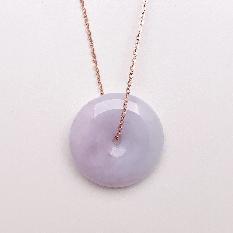 LAVENDER JADEITE DONUT NECKLACE
冰紫翡翠平安扣純銀頸鍊