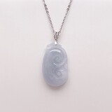 BLUE TRANSLUCENT JADEITE RUYI NECKLACE
冰藍紫翡翠如意純銀頸鍊