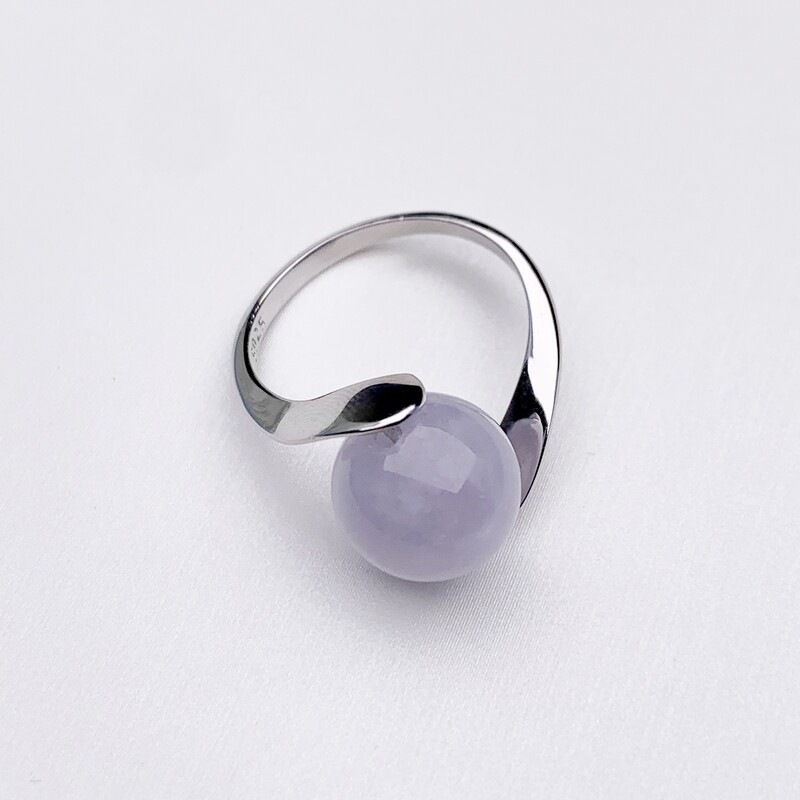 LAVENDER TRANSLUCENT JADEITE BEADED SPIN RING
冰白紫翡翠旋轉戒指