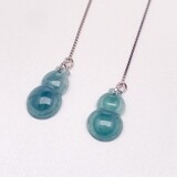 OCEAN BLUE TRANSLUCENT JADEITE GOURD EARRINGS
高冰藍水葫蘆翡翠珠耳線