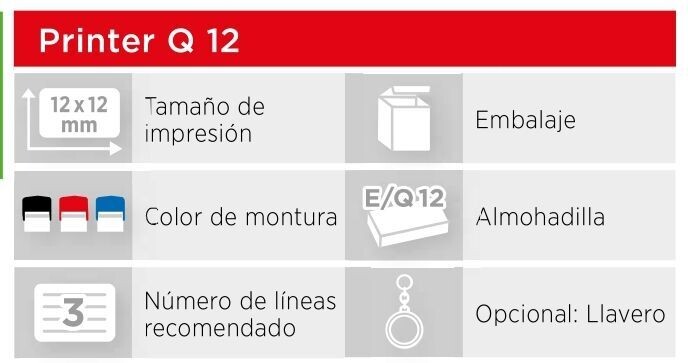 Sellos redondos/cuadrados Printer Q12