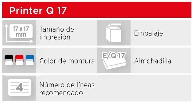 Sellos redondos/cuadrados Printer Q17