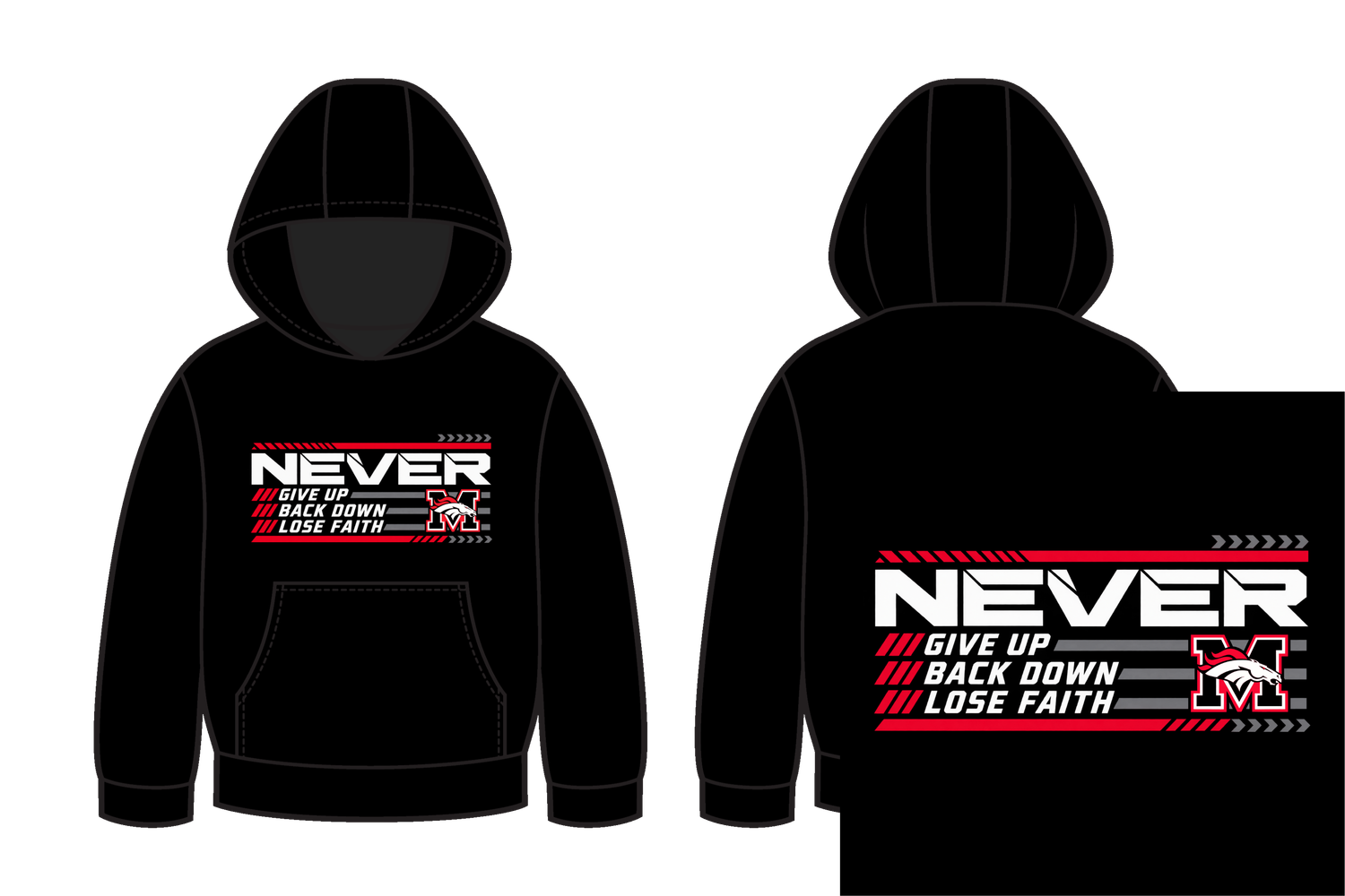 Mustang Broncos - Dry Fit Hoodie - Never