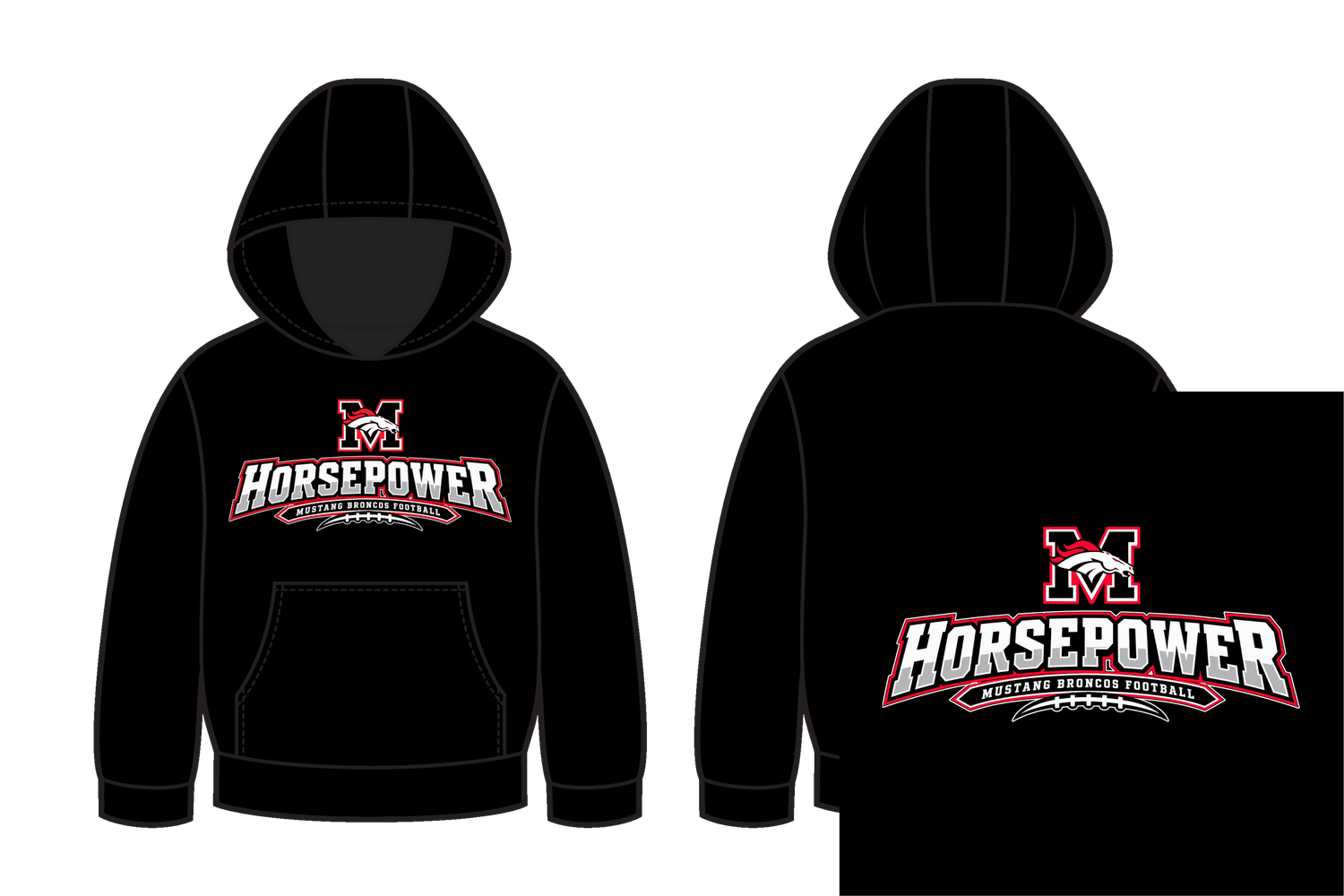 Mustang Broncos - Dry Fit Hoodie - Horsepower