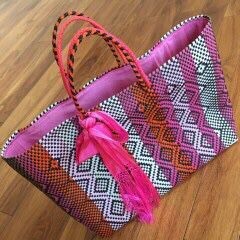 Bolsa Tejida Rosa Moño