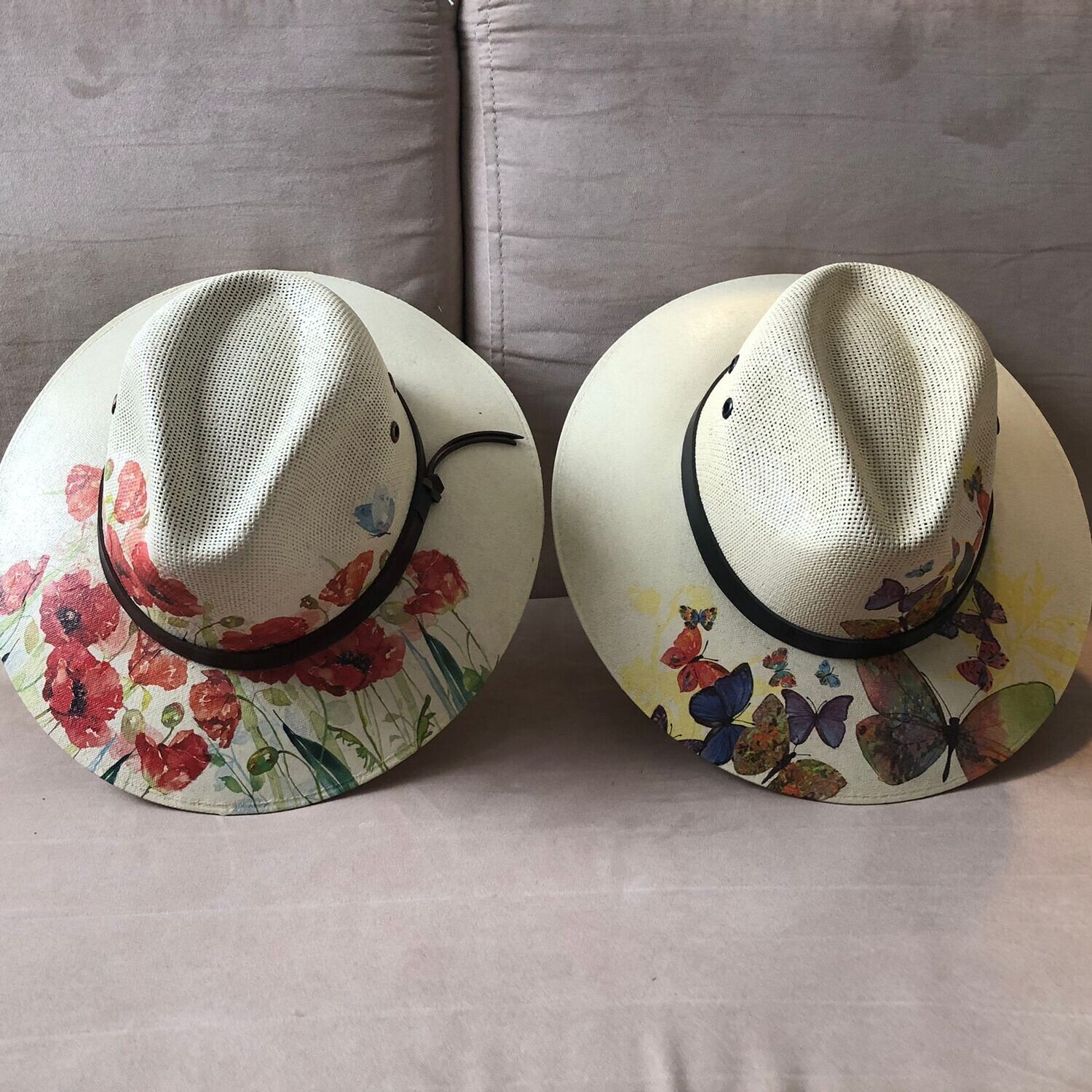 Sombrero Jute, Color: Flores Rojas