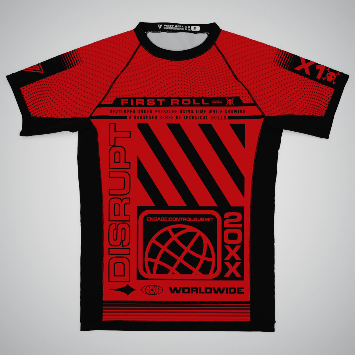 DISRUPT THE SYSTEM RED RASHGUARD