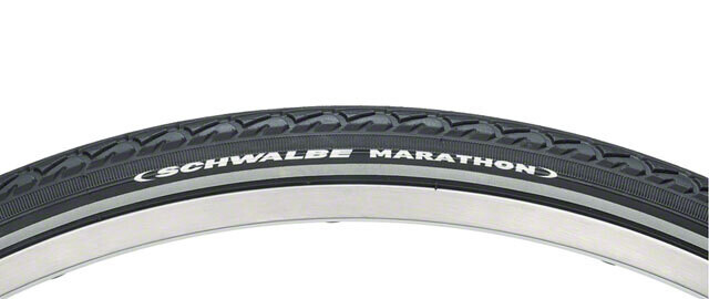Schwalbe Marathon Tire 700x28 Wire Bead Black with Reflective Sidewall and GreenGuard Protection