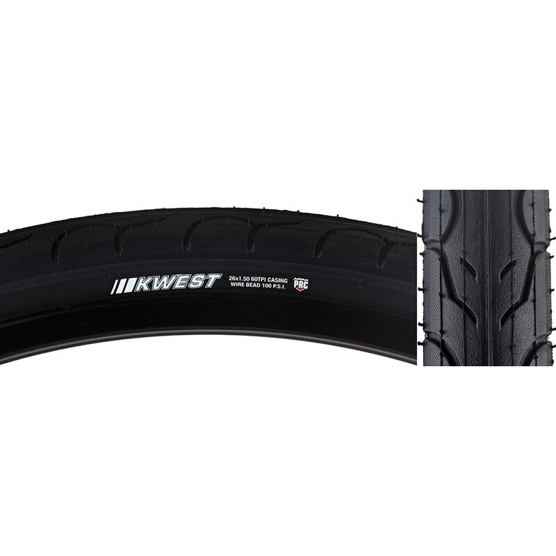 26 x 1.50" Kenda KWEST, 60tpi, Wire Bead, 100psi