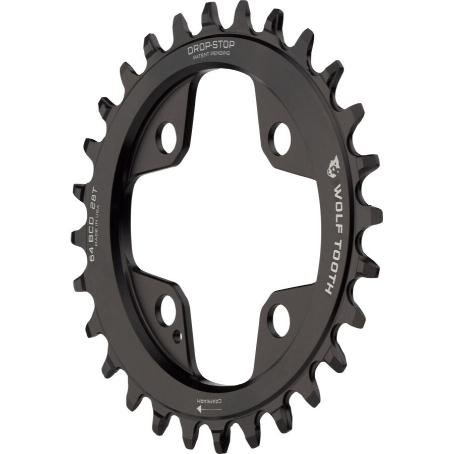Wolf Tooth Components PowerTrac Drop-Stop Chainring: 28T x 64 BCD 