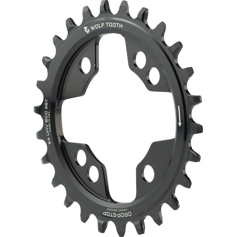 Wolf Tooth Components Drop-Stop Chainring: 26T x 64 Universal Mount BCD