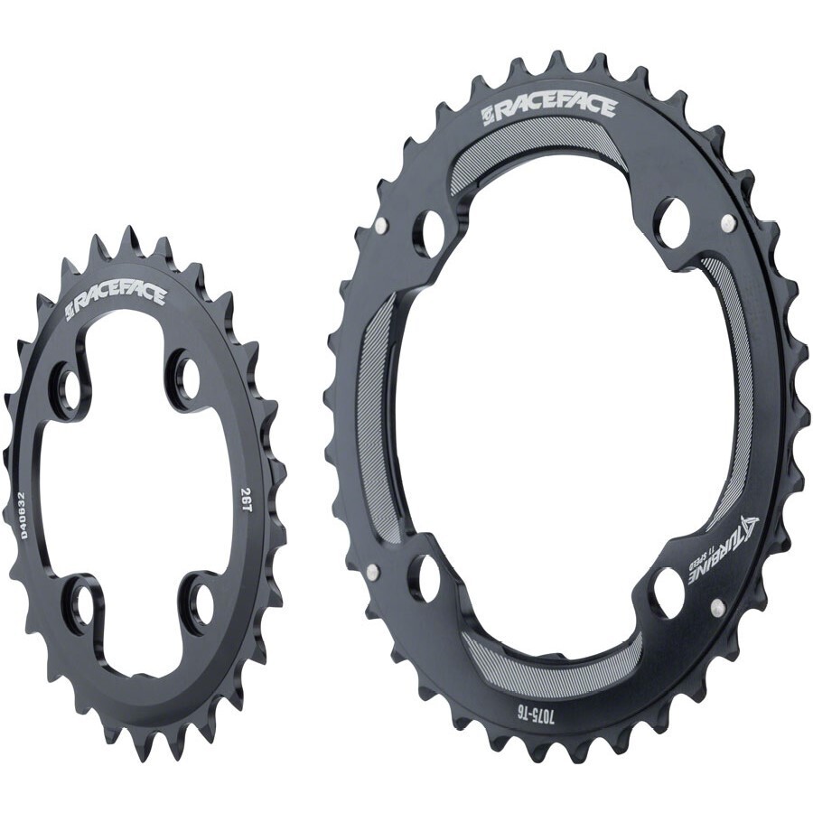 RaceFace TURBINE 11-speed Chainring: 64/104mm BCD, 26/36t, Black