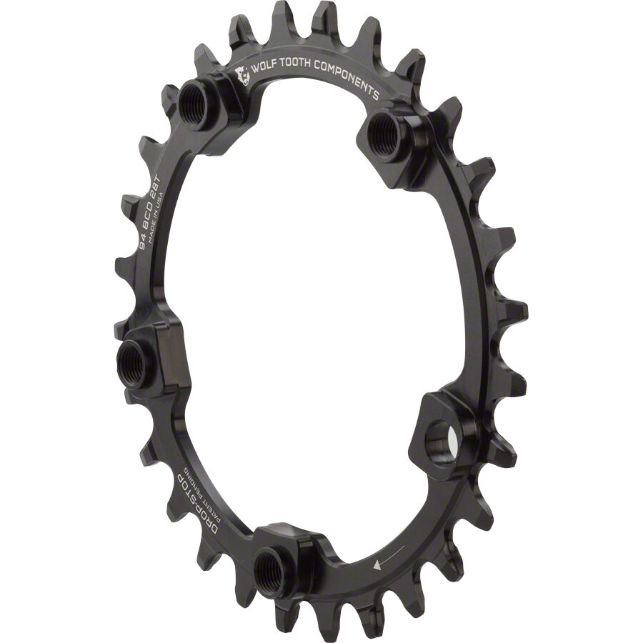 Wolf Tooth 94 BCD Chainring - 28t, 94 BCD, 5-Bolt, Drop-Stop, Black