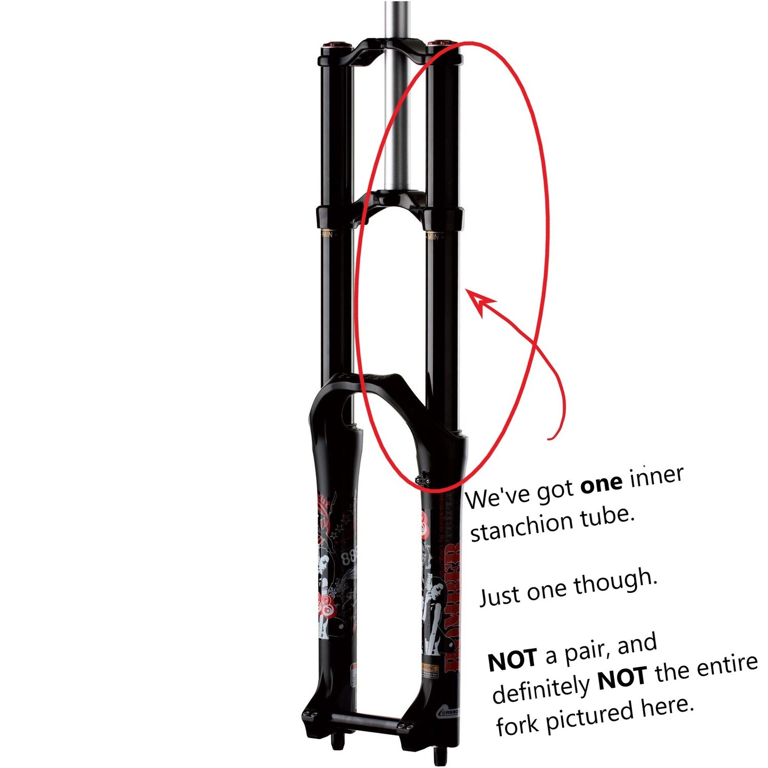 Marzocchi 38mm 888 08-01 Stanchion tube, Black (507785NZ)