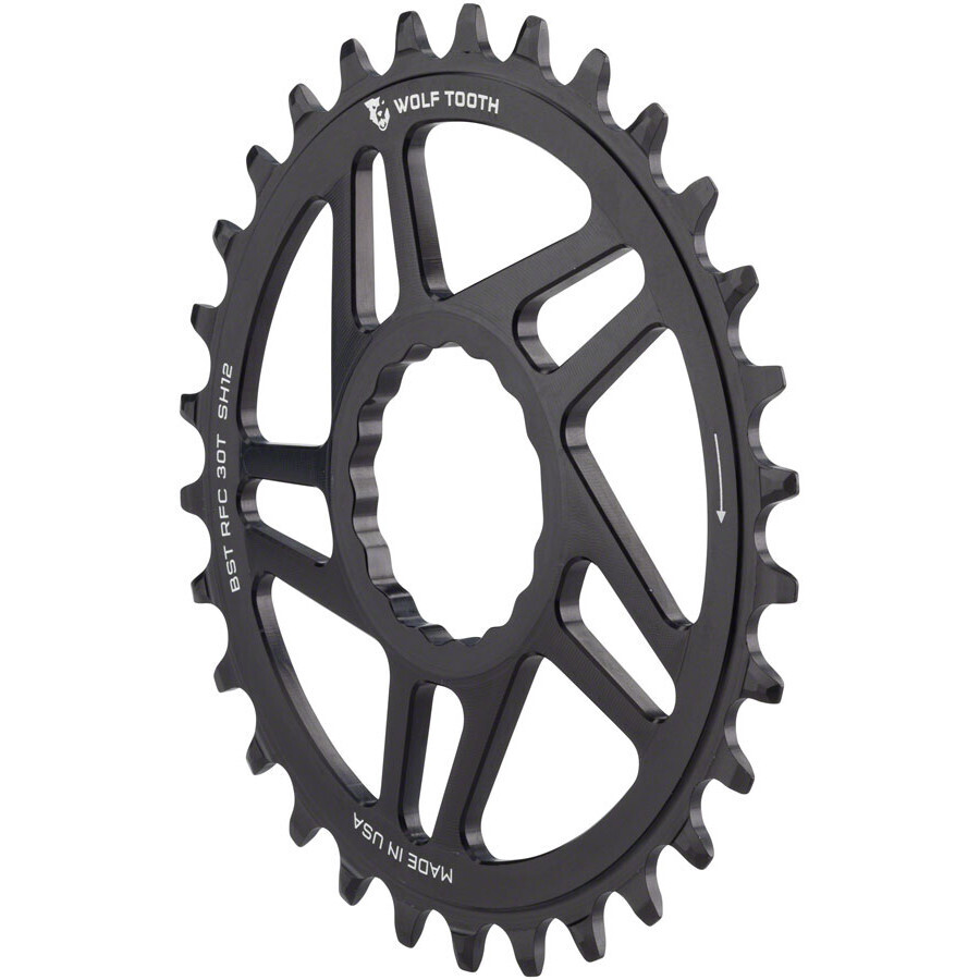 Wolf Tooth Direct Mount Chainring - 30t, RaceFace/Easton CINCH Direct Mount, Boost, 3mm Offset, Requires 12-Speed Hyperglide+ Chain, Black