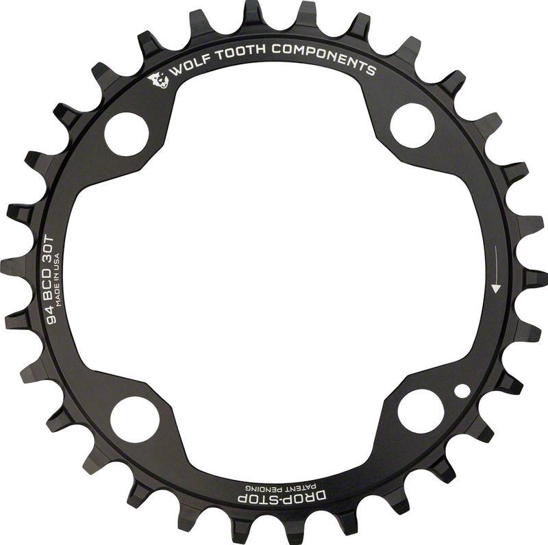Wolf Tooth 94 BCD Chainring - 32t, 94 BCD, 4-Bolt, Drop-Stop, For SRAM Cranks, Black